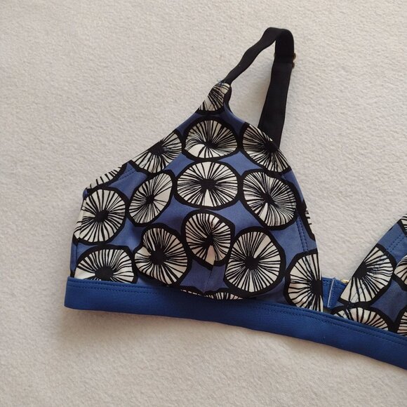 Marimekko For Target Blue & Black Print Triangle Bikini Top L - Picture 6 of 9